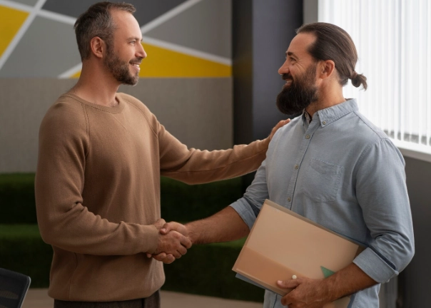 trademan greeting customer